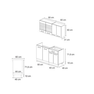 Vicco Cucina monoblocco Blu-grigio/antracite 140 cm , PL Antracite