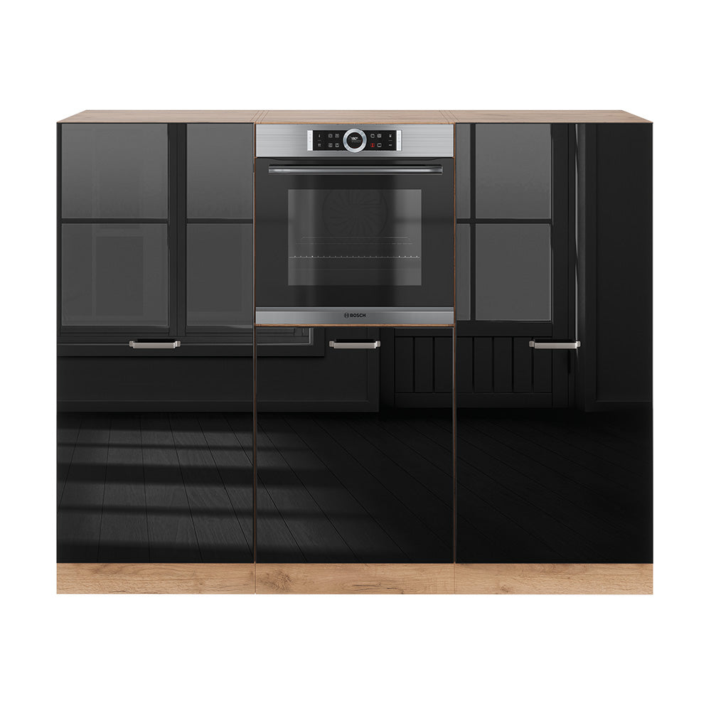 Vicco Cucine componibili piccole Rovere nero/oro lucido 180 cm senza piano di lavoro