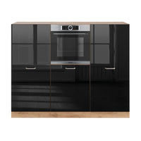 Vicco Cucine componibili piccole Rovere nero/oro lucido 180 cm senza piano di lavoro