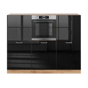 Vicco Cucine componibili piccole Rovere nero/oro lucido 180 cm senza piano di lavoro