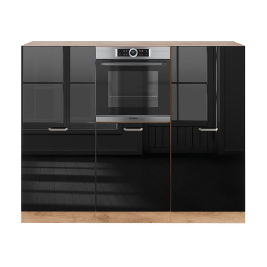Vicco Cucine componibili piccole Rovere nero/oro lucido 180 cm senza piano di lavoro