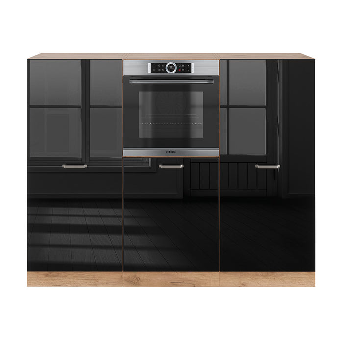 Vicco Cucine componibili piccole Rovere nero/oro lucido 180 cm senza piano di lavoro