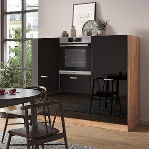 Vicco Cucine componibili piccole Rovere nero/oro lucido 180 cm senza piano di lavoro
