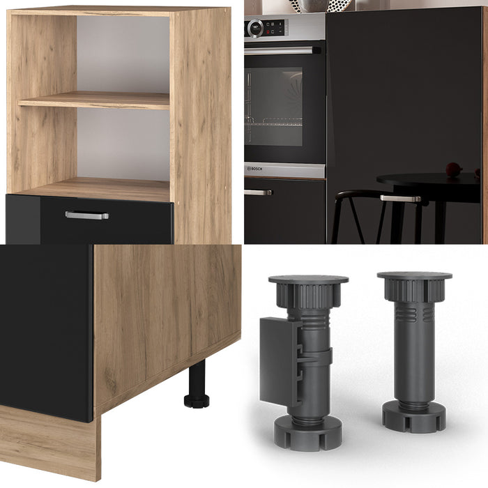 Vicco Cucine componibili piccole Rovere nero/oro lucido 180 cm senza piano di lavoro