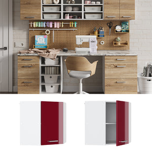 Vicco Pensile universale Rosso bordeaux lucido 57 cm Pensile ad angolo con anta