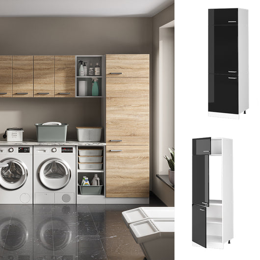 Vicco Dispensa universale Nero lucido 60 cm con porte