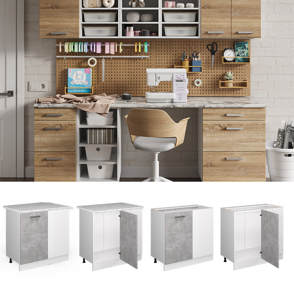 Vicco Armadio universale ad angolo Calcestruzzo 86 cm con anta, senza piano di lavoro