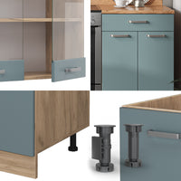 Vicco Cucina componibile Rovere blu-grigio/oro 200 cm , PL Rovere