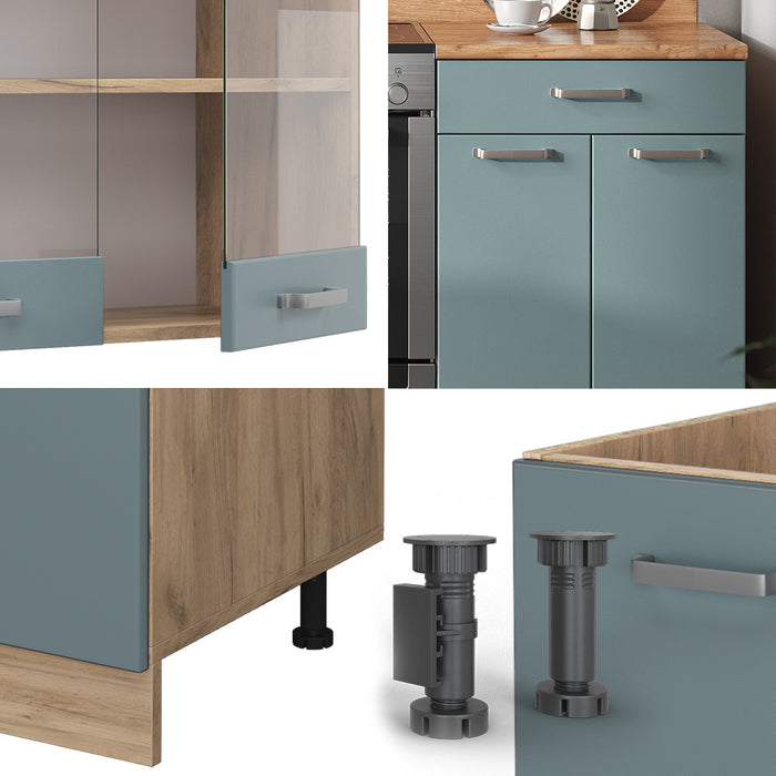 Vicco Cucina componibile Rovere blu-grigio/oro 200 cm , PL Rovere