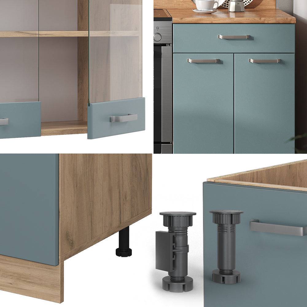 Vicco Cucina componibile Rovere blu-grigio/oro 200 cm , PL Marmo