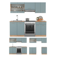 Vicco Cucina componibile Rovere blu-grigio/oro 200 cm senza piano di lavoro
