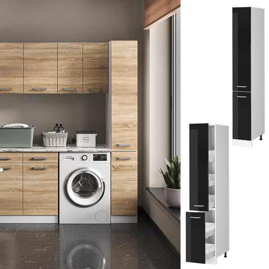 Vicco Dispensa universale Nero lucido 30 cm con porte