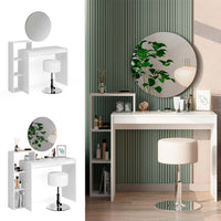 Vicco Tavolo da toeletta Bianco 100 cm con specchio e sgabello