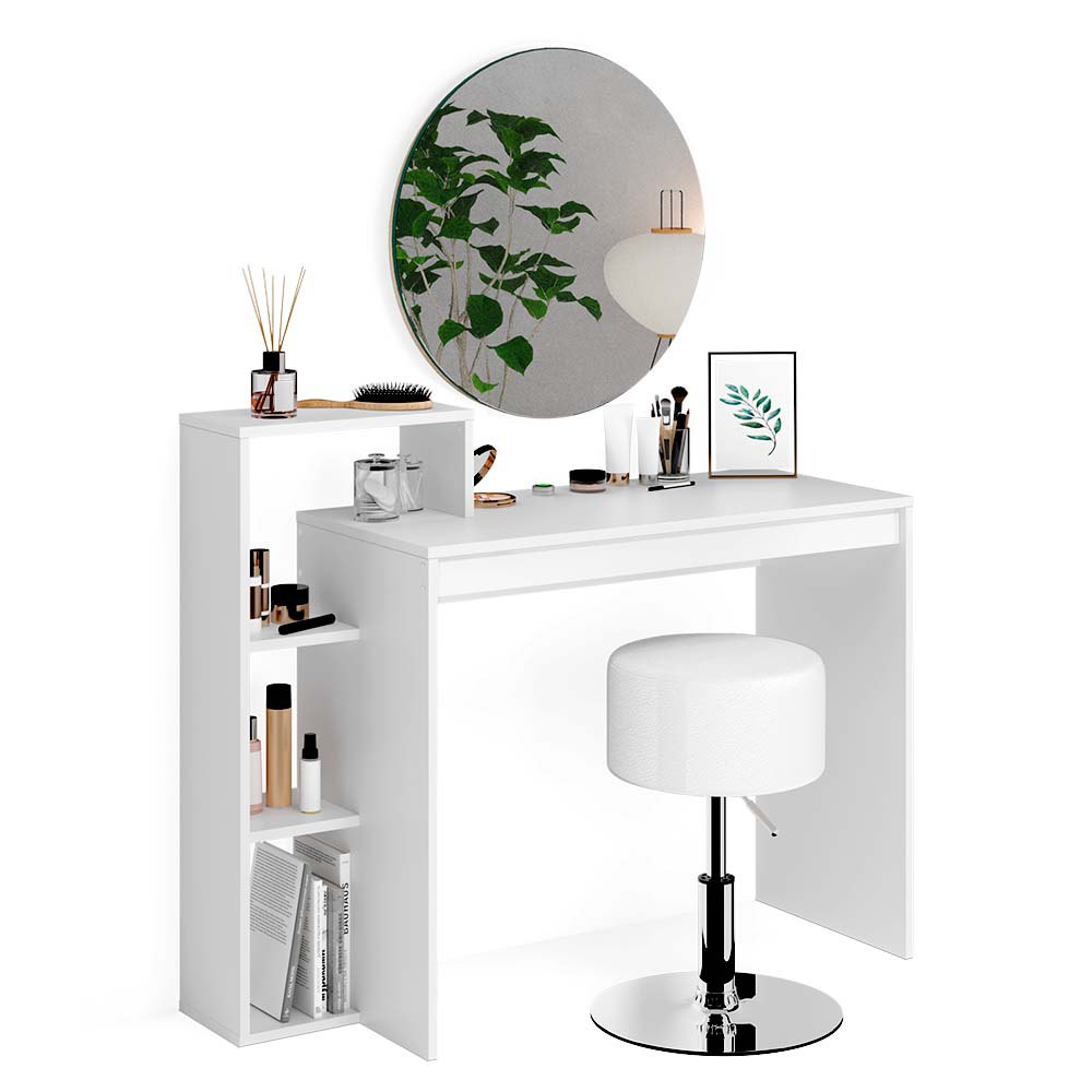 Vicco Tavolo da toeletta Bianco 100 cm con specchio e sgabello