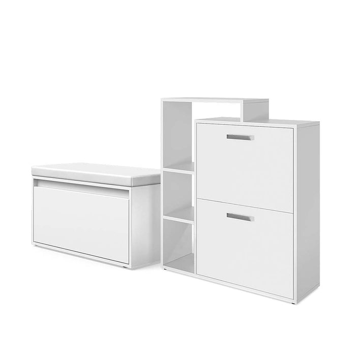 Vicco Scarpiera da ingresso Bianco 2 parti, con banco