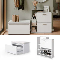 Vicco Scarpiera da ingresso Bianco 2 parti, con banco