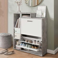 Vicco Scarpiera da ingresso Calcestruzzo 2 parti, con specchio