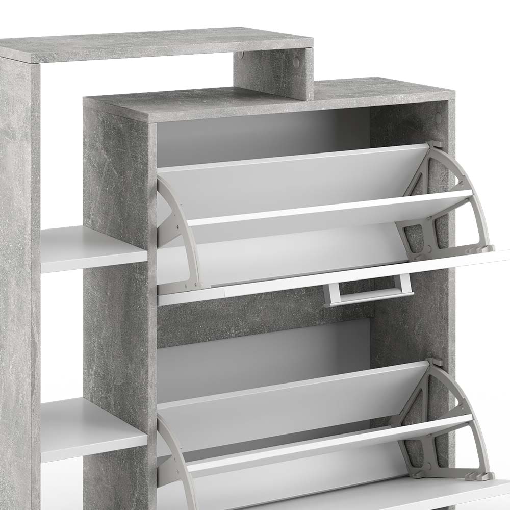 Vicco Scarpiera da ingresso Calcestruzzo 2 parti, con specchio