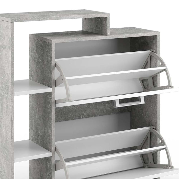 Vicco Scarpiera da ingresso Calcestruzzo 2 parti, con specchio