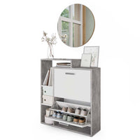 Vicco Scarpiera da ingresso Calcestruzzo 2 parti, con specchio