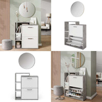 Vicco Scarpiera da ingresso Calcestruzzo 2 parti, con specchio