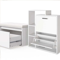 Vicco Scarpiera da ingresso Bianco 2 parti, con banco