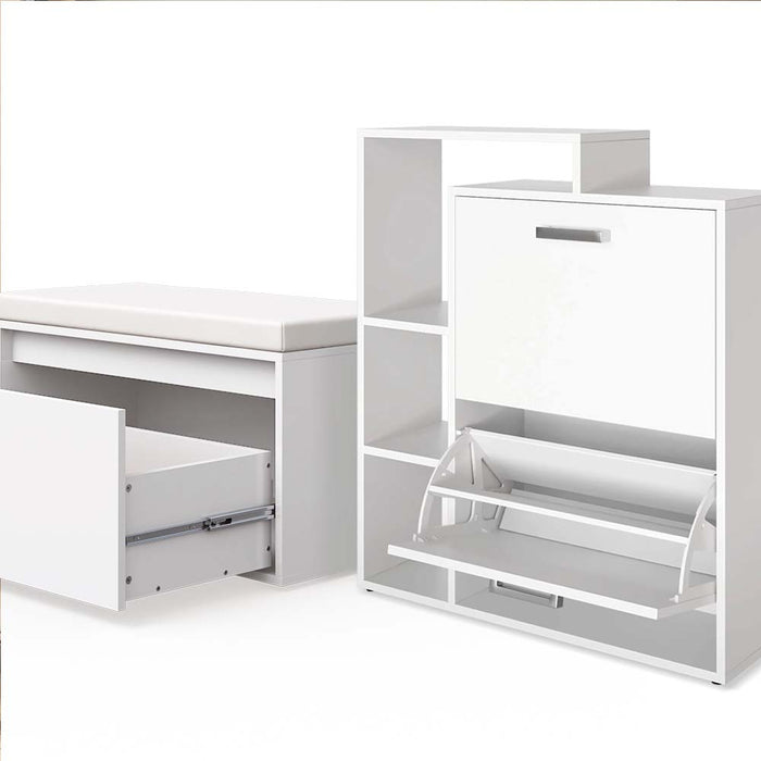 Vicco Scarpiera da ingresso Bianco 2 parti, con banco