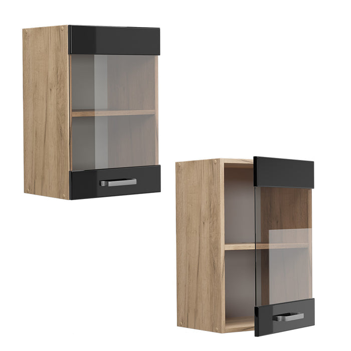 Vicco Mobile da cucina in vetro Nero lucido 40 cm