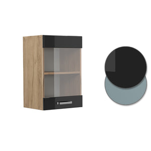 Vicco Mobile da cucina in vetro Nero lucido 40 cm