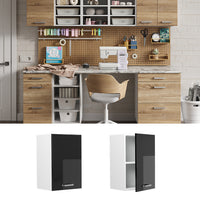 Vicco Pensile universale Nero lucido 40 cm con ripiani aperti