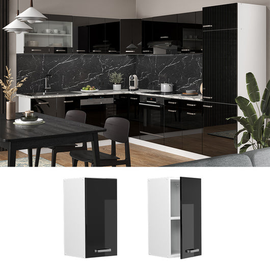 Vicco Pensile da cucina Nero lucido 30 cm