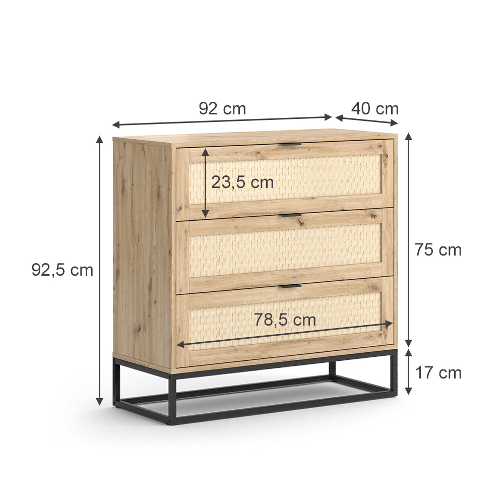 Vicco Cassettiera    Marrone 40 x 92.5 cm con 3x cassetti
