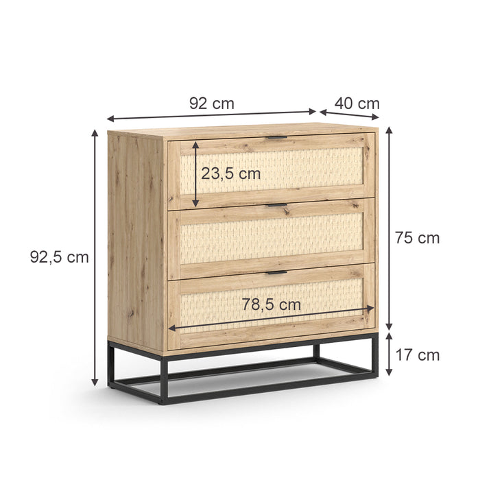 Vicco Cassettiera    Marrone 40 x 92.5 cm con 3x cassetti