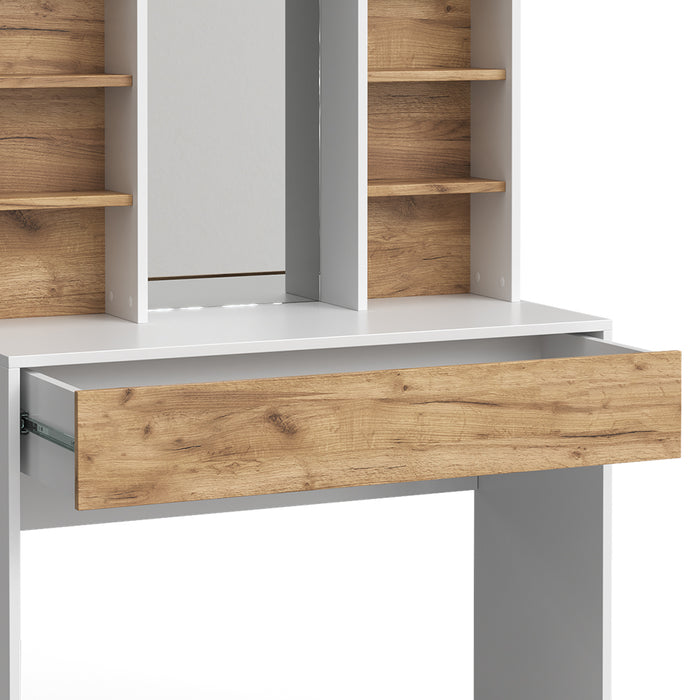 Vicco Tavolo da toeletta Quercia dorata/bianco 93 cm con specchio