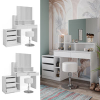 Vicco Tavolino da toilette Bianco 139.8 cm con sgabello