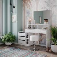 Vicco Tavolino da toilette Bianco 139.8 cm con sgabello