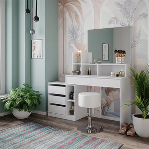 Vicco Tavolino da toilette Bianco 139.8 cm con sgabello