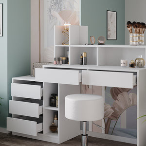 Vicco Tavolino da toilette Bianco 139.8 cm con sgabello