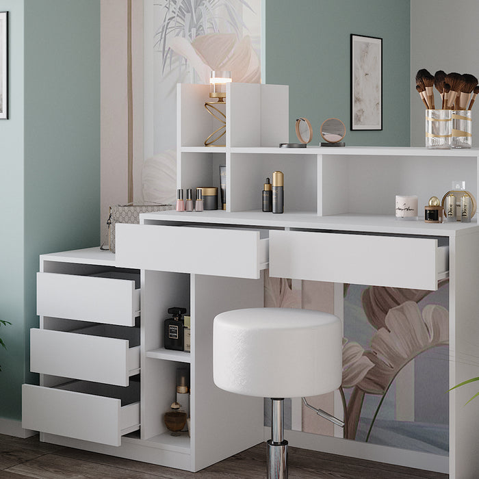 Vicco Tavolino da toilette Bianco 139.8 cm con sgabello