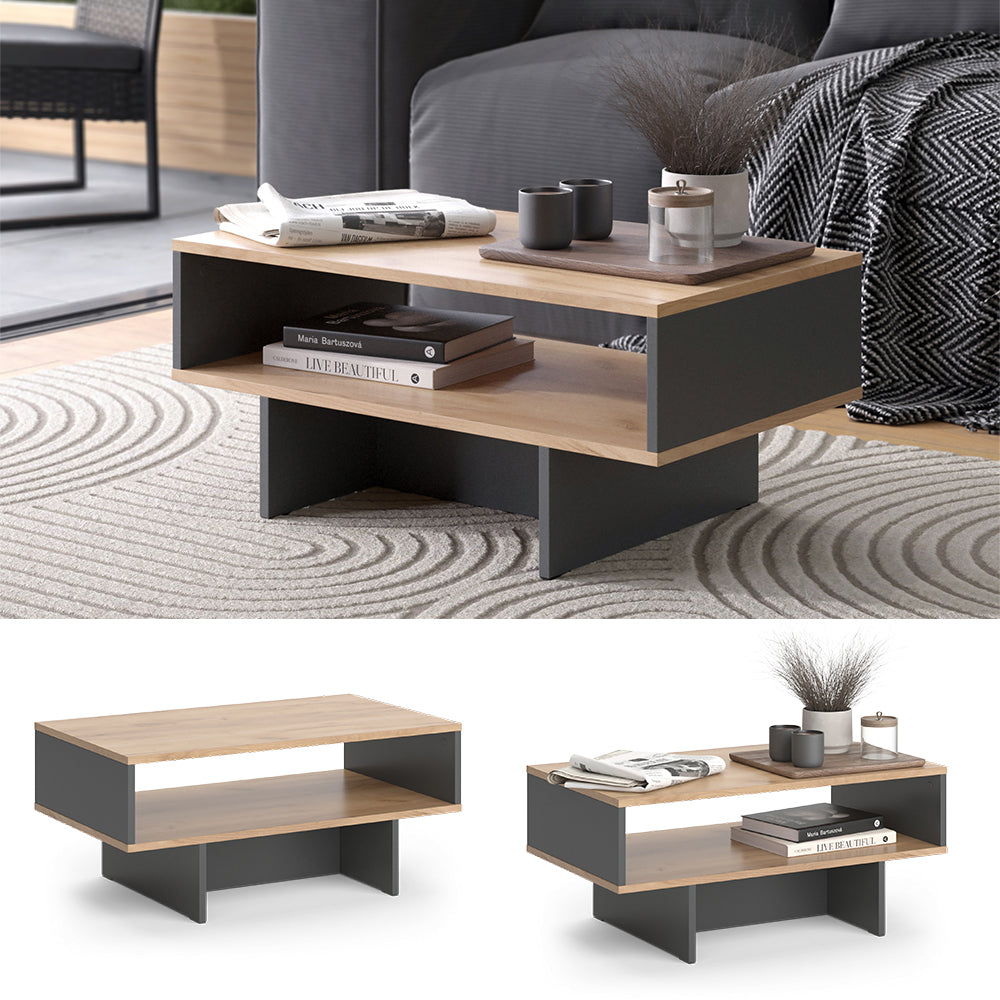 Vicco Tavolino da salotto Antracite/quercia dorata 80 x 46,2 cm con 1 ripiano