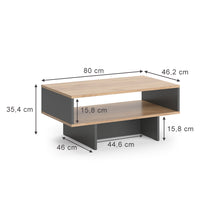 Vicco Tavolino da salotto Antracite/quercia dorata 80 x 46,2 cm con 1 ripiano