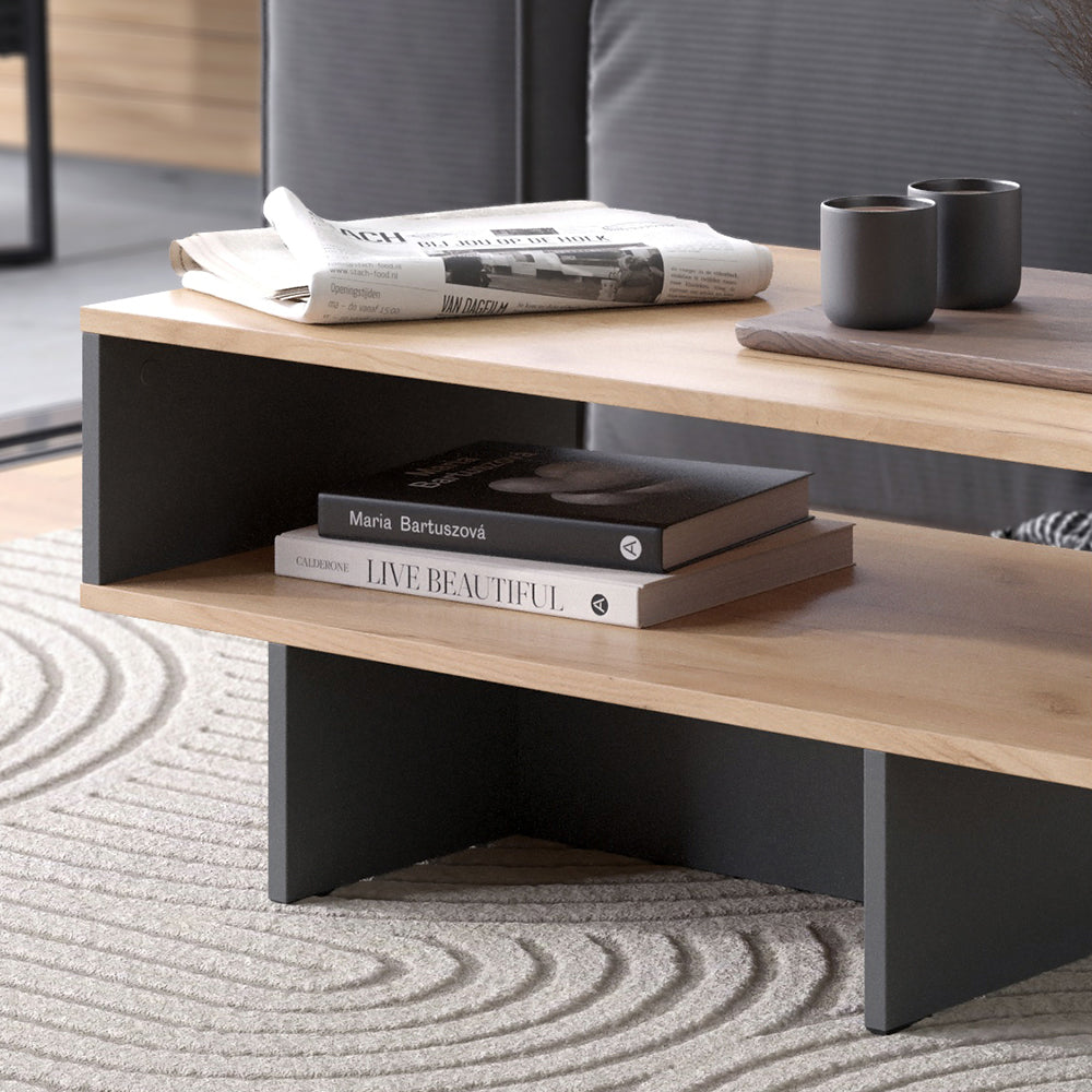 Vicco Tavolino da salotto Antracite/quercia dorata 80 x 46,2 cm con 1 ripiano