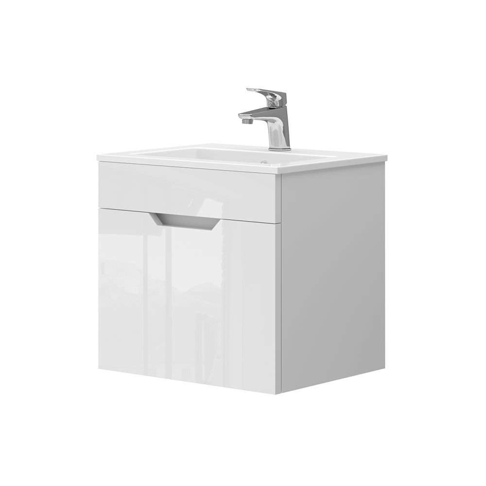 Vicco Set mobili bagno Bianco lucido 2 parti, con lavabo