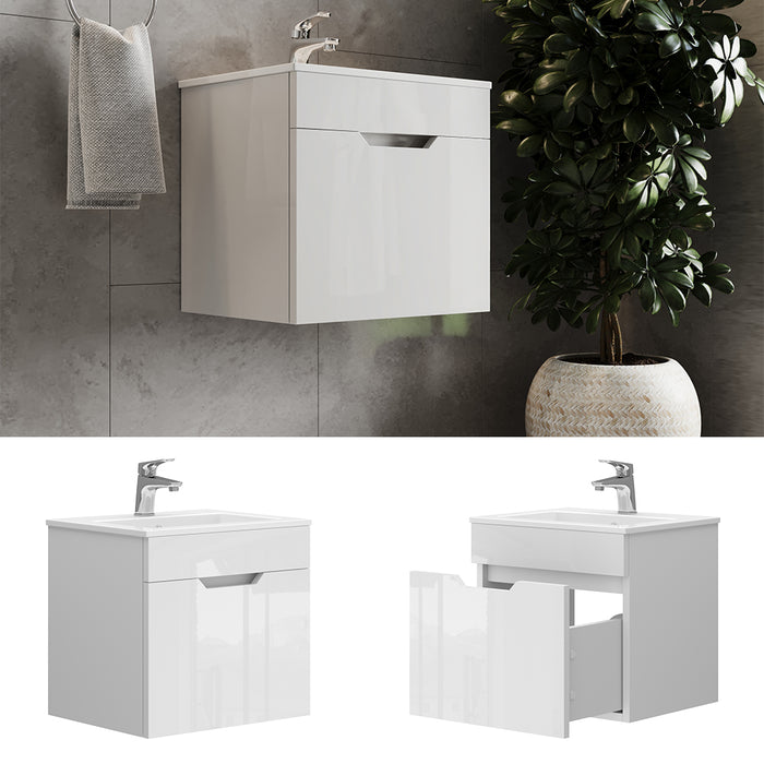 Vicco Set mobili bagno Bianco lucido 2 parti, con lavabo