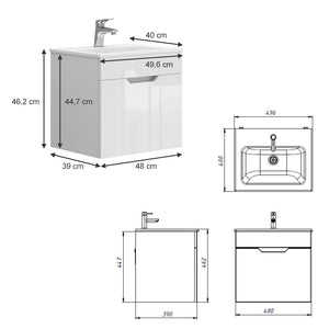 Vicco Set mobili bagno Bianco lucido 2 parti, con lavabo