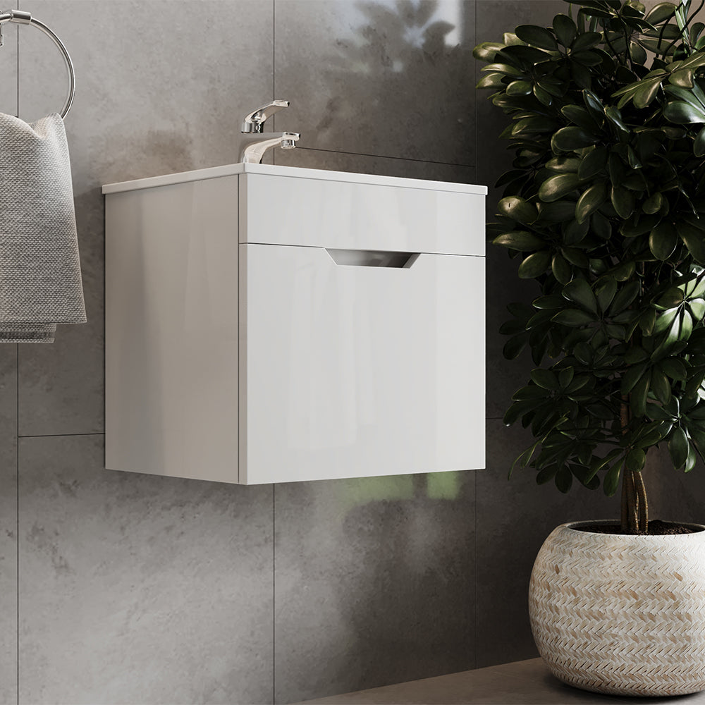 Vicco Set mobili bagno Bianco lucido 2 parti, con lavabo