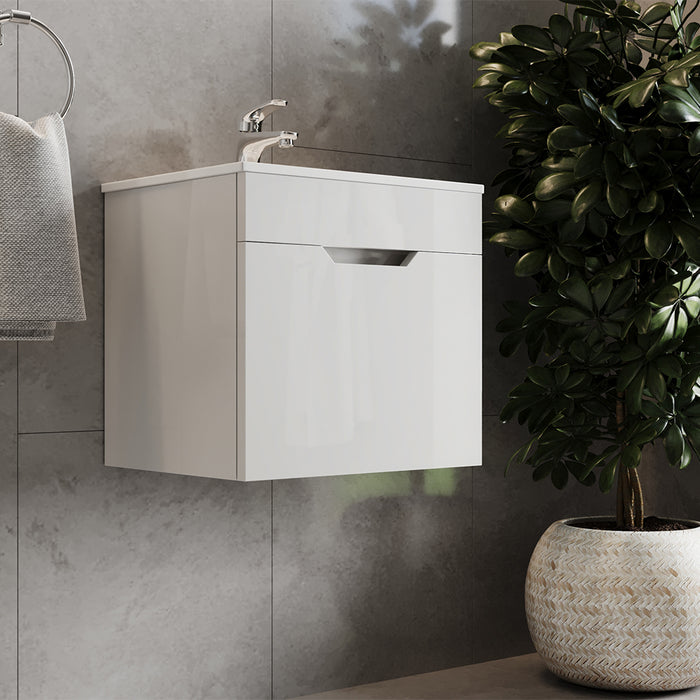 Vicco Set mobili bagno Bianco lucido 2 parti, con lavabo
