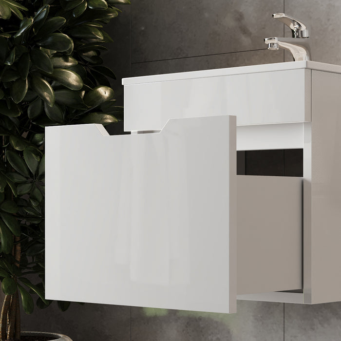 Vicco Set mobili bagno Bianco lucido 2 parti, con lavabo
