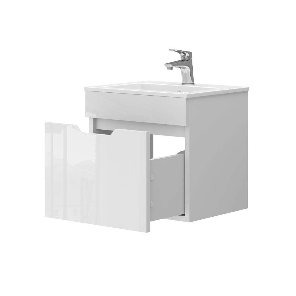 Vicco Set mobili bagno Bianco lucido 2 parti, con lavabo