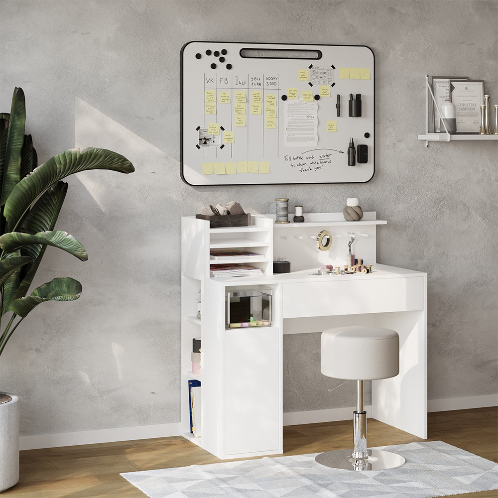 Vicco Scrivania Bianco 2 parti, con sgabello